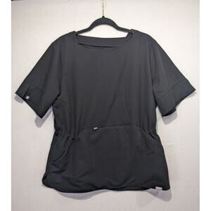 FIGS Scrub Top Women's Size XL Black Remera Kangaroo Pocket Medical Hospital